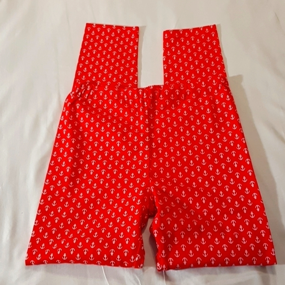 Uniqlo girls size 12 or xl red pull on pants with white anchors